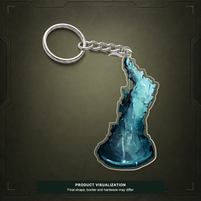 Soul-Starved Chamber Fountain Feature acrylic keychain product visualization showing a blue fountain; final shape, border and hardware may differ.
