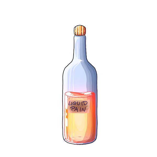 Liquid Pain acrylic keychain artwork illustration